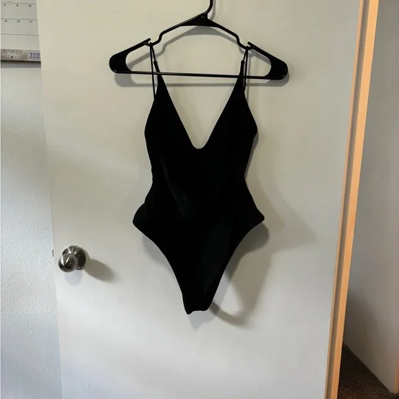Ark Swimwear Black Deep V One Piece XL - Picture 2 of 6
